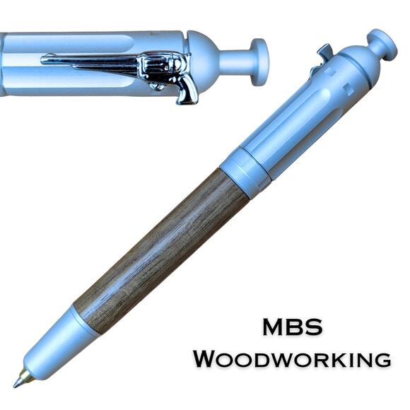 Handcrafted Wood Revolver Pen Pistol Shaped Clip Gun Lover Gift Exotic Cocobolo - Picture 4 of 7